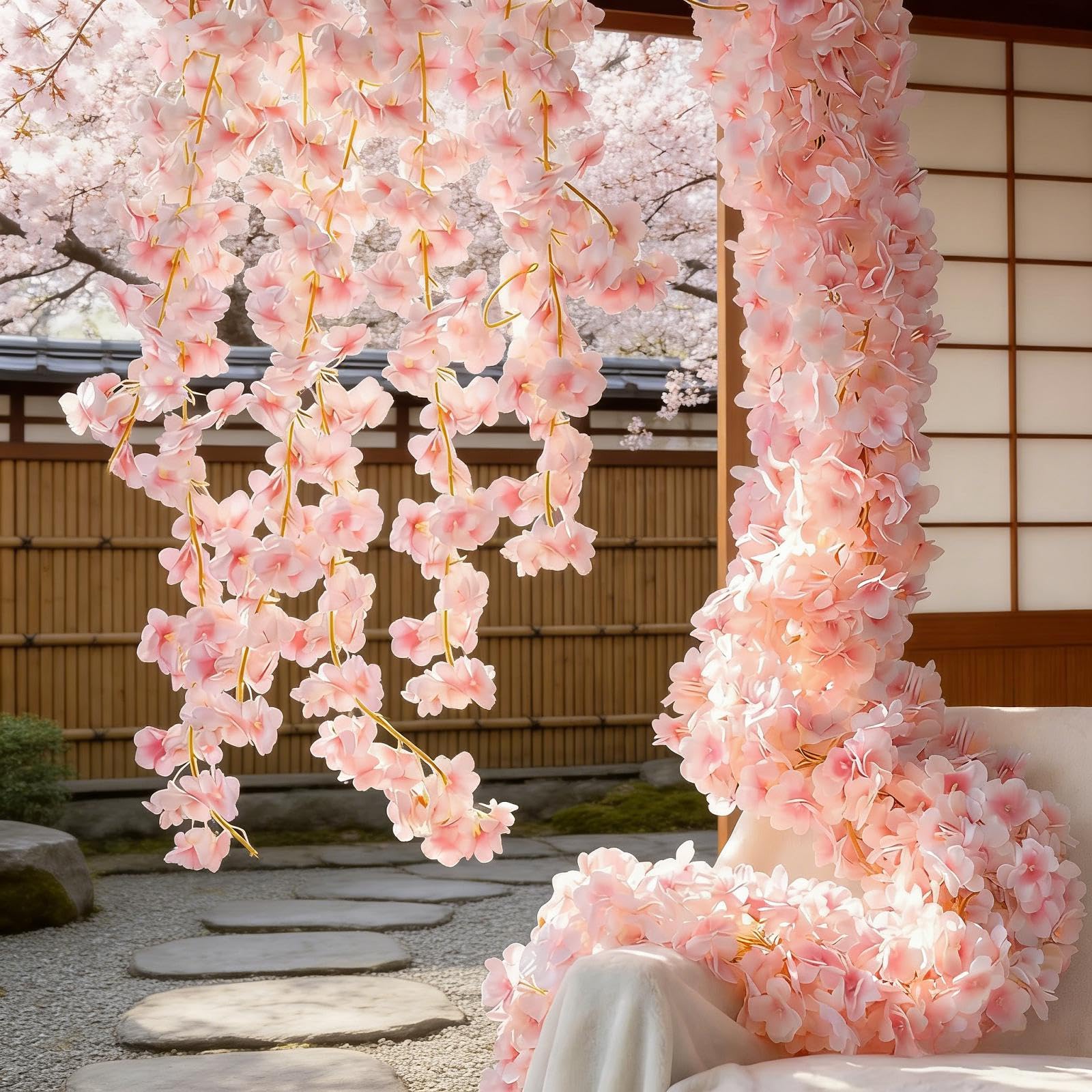 Amazon｜ORFINA 桜 造花 桜の花 4本入り/8本入り 全長1.8m シルク